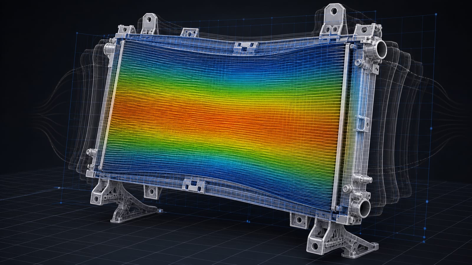 Modal vibration simulation of an aluminum radiator module